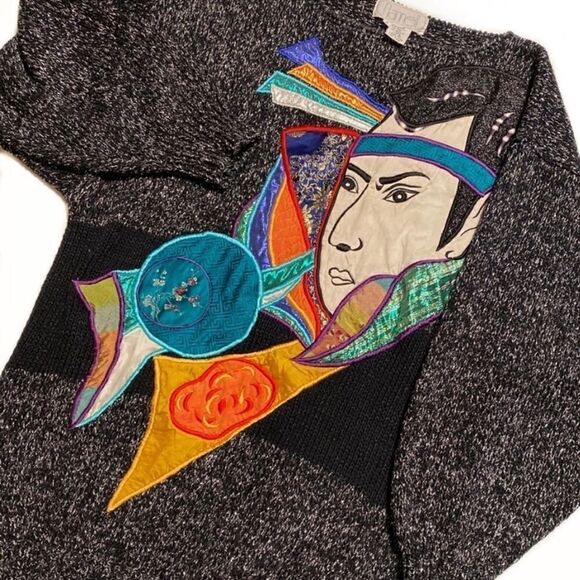 Vintage One of a Kind 80’s Metallic Wool Sweater - Picture 2 of 7